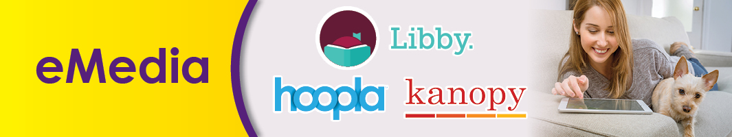 Libby, hoopla, and Kanopy logos